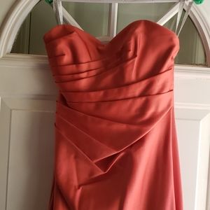 Coral long wedding dress